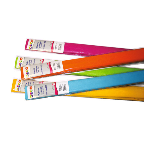 Carta crespa Deco in conf. da 6 rotoli 50 cm x 2,5 m – 40 g/m² colori caldi assortiti – 10711