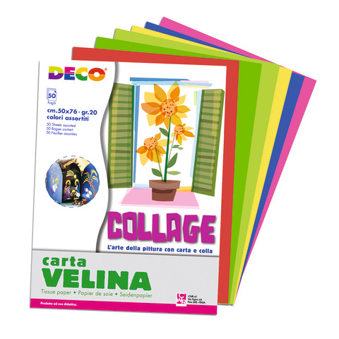 Carta velina Deco 50×76 cm – 20 g/m² – conf. 50 fogli in 10 colori assortiti 09382