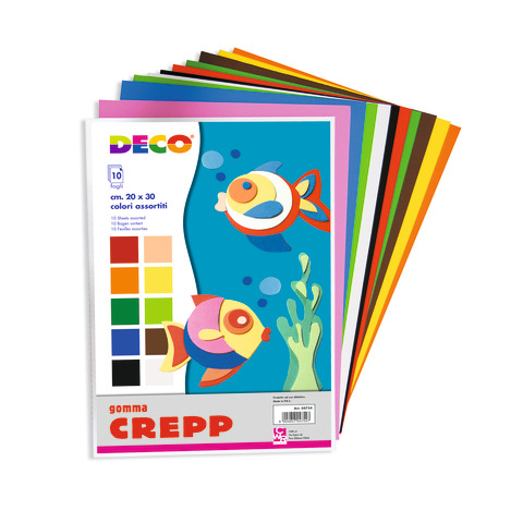 Fogli di gomma Deco Crepp 20×30 cm – conf. 10 fogli in colori assortiti 04754