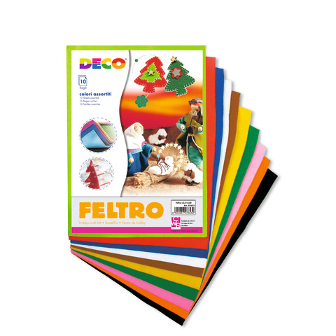 Fogli in feltro ad alto spessore Deco 21×30 cm – conf. 10 fogli in colori assortiti – 07653