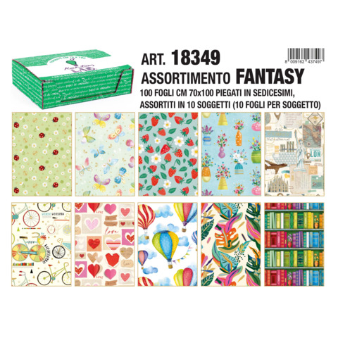 Carta regalo Kartos linea Fantasy 1 70×100 cm – conf. da 100 fogli in soggetti assortiti – 18349