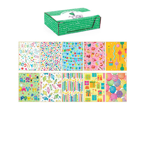 Carta regalo Kartos linea Party 70×100 cm – conf. da 100 fogli in soggetti assortiti – 18340