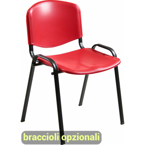 Sedia visitatore a 4 gambe Unisit Dado D5PS – struttura nera – PPL rosso – conf. 2 pz – D5PS/2/RO