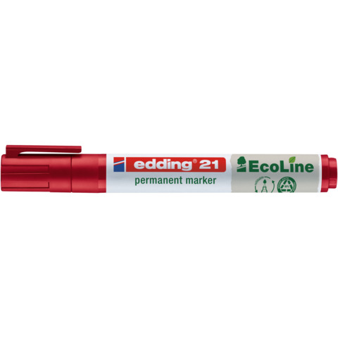 Marcatore permanente Edding 21 EcoLine punta tonda – tratto 1,5-3 mm rosso – 4-21002