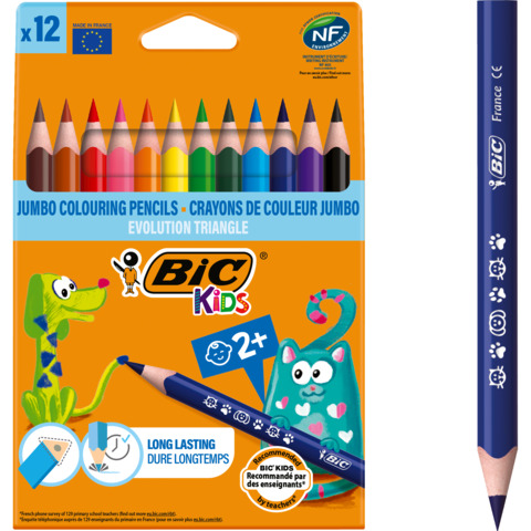 Matite colorate BIC Kids Evolution Triangle con fusto triangolare in conf. 12 pezzi assortiti – 82973511