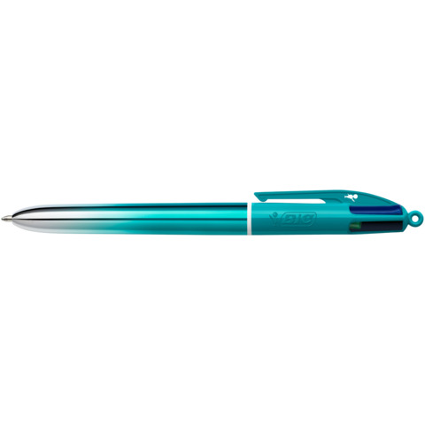 Penna a sfera a scatto BIC 4 Colours 1 mm in conf. 12 pezzi Smooth Gradient Verde Acqua – 524092