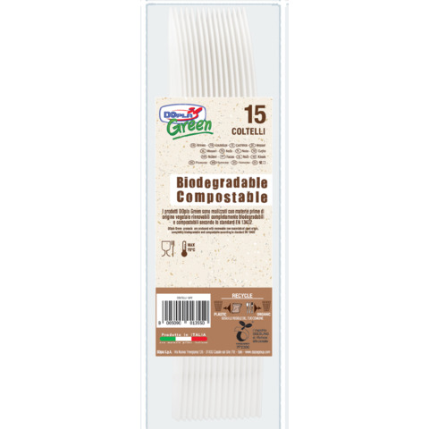 Coltelli in biocompost Dopla Green Compact avorio 180 mm – conf. 15 pz – 03901