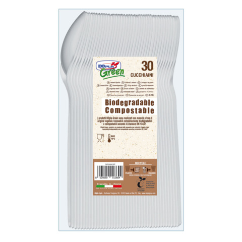 Cucchiaini in biocompost Dopla Green Compact avorio 125 mm – conf. 30 pz – 03906