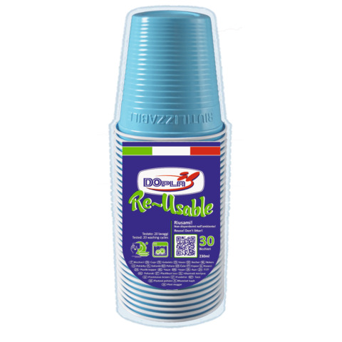 Bicchieri in PS Dopla Reusable  230 ml turchese – conf. 30 pz – 22704
