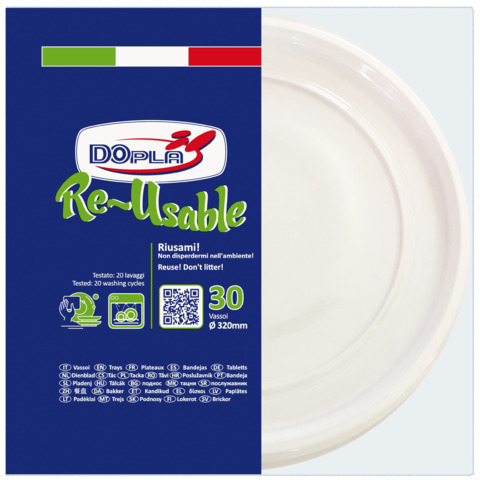Piatti pizza in PS Dopla Reusable  Ø 320 mm bianco – conf. 30 pz – 06035