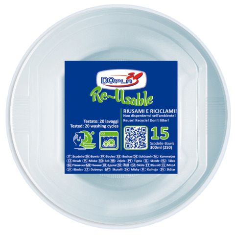 Scodelle in PS Dopla Reusable 300 ml trasparente – conf. 15 pz – 08142