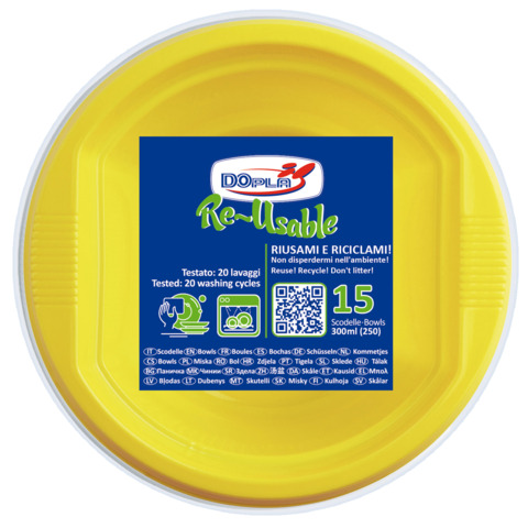 Scodelle in PS Dopla Reusable 300 ml giallo – conf. 15 pz – 08147