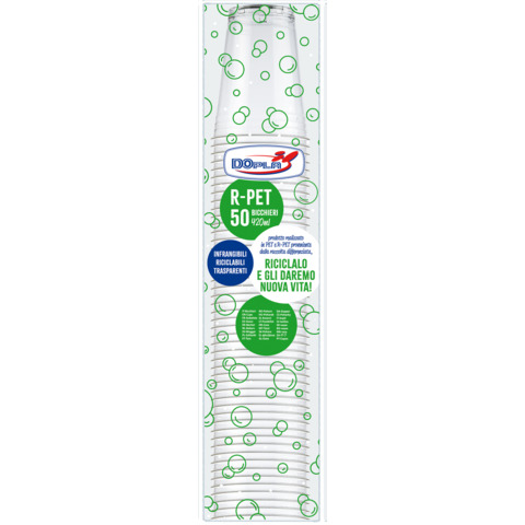 Bicchieri in R-PET Dopla DO trasparente 420 ml – conf. 50 pz – 25001