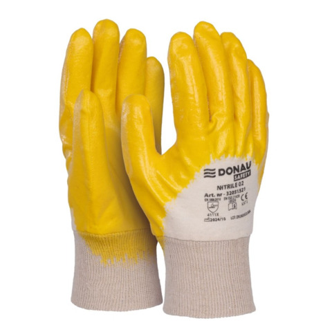 Guanti da lavoro in cotone riv. nitrile Donau Safety per ind. meccanica – TG 7 – DPI Cat. II – conf. 12 pz – 32051521-07