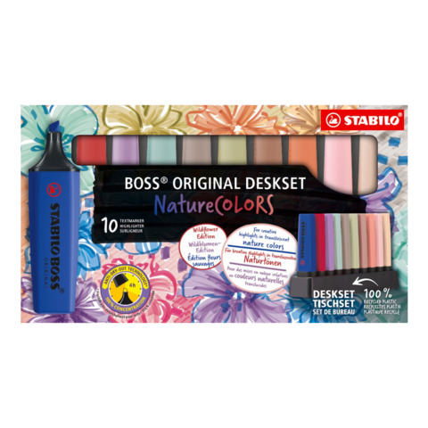 Desk set 10 evidenziatori Stabilo Boss Nature Colors Wildflowers Edition 2-5 mm assortiti – 7010-3-5