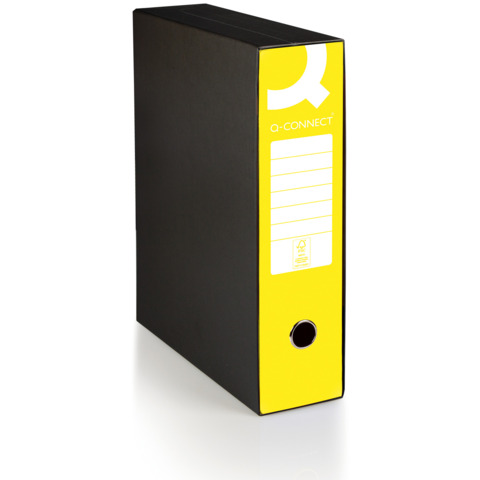 Registratore commerciale con custodia Q-Connect dorso 8 cm – 28,5×32 cm – giallo – 0201041/Q.GI