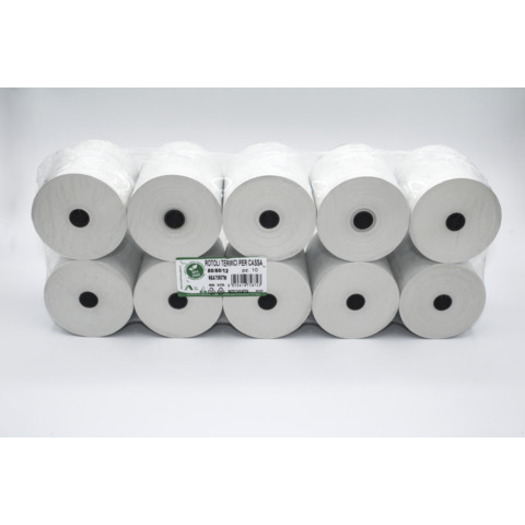 Rotoli registratore di cassa Rotolificio Pugliese BPA Free 48 g/m² – 80 mm foro 12 mm – conf. 10 pz – NBA7980TW
