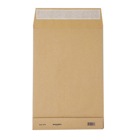 Buste a sacco Blasetti Monodex Avana in carta kraft 120 g/m² – fondo quadro – 23+4×33 cm – conf. 250 pz – 0934