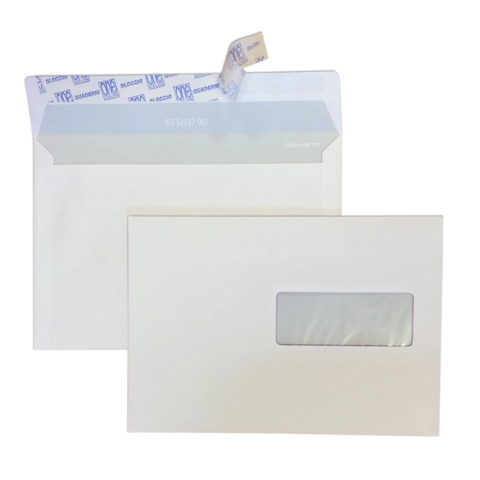 Buste con finestra Blasetti Strip 90 – 90 g/m² bianco – 16×23 cm – conf. 500 pz – 0170