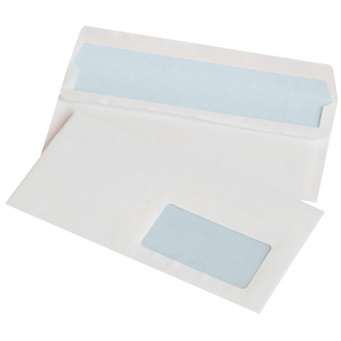 Buste autoadesive Office Products 75 g/m² bianco – 11×22 cm – con finestra – conf. 1000 pz – 15203229-14
