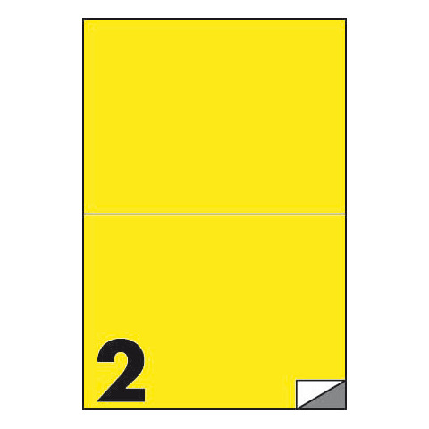 Etichette fluo permanenti Markin Copiatabu 210×148 mm in foglio A4 – 2 et./foglio giallo – conf. 100 fogli