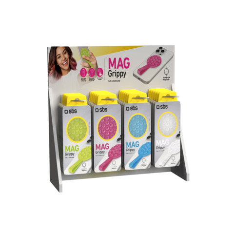 Espositore 24 supporti Mag Safe Sticky SBS con ventose per smartphone colori assortiti – EXPO-MAGGRIPPYPK+