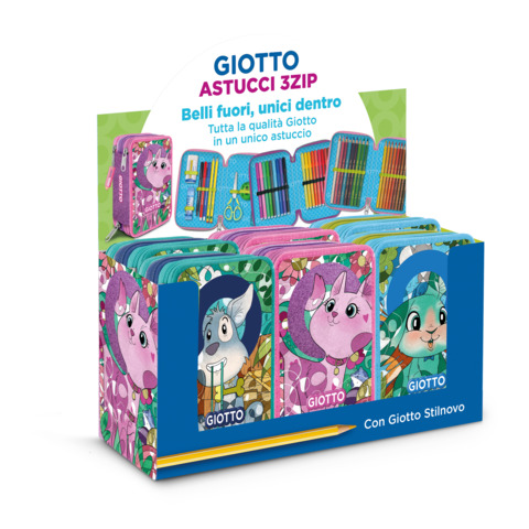 Espositore 6 astucci a 3 zip Giotto Stilnovo Petlovers assortiti – F988200