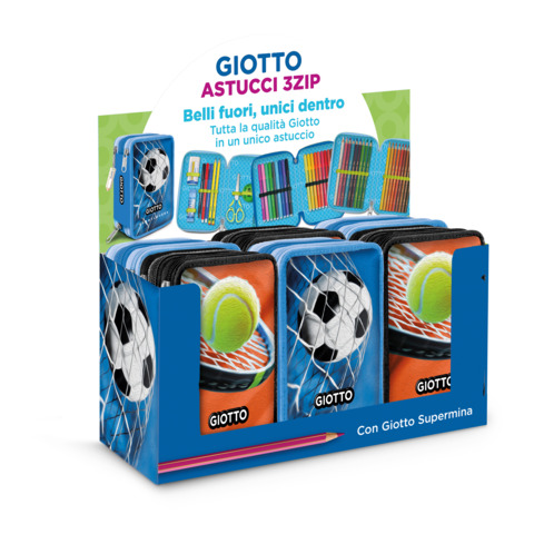 Espositore 6 astucci a 3 zip Giotto Supermina Sport Lovers assortiti – F988400