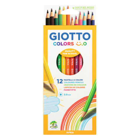 Matite colorate Giotto Colors Smile 3 mm in conf. da 12 colori assortiti – F278300