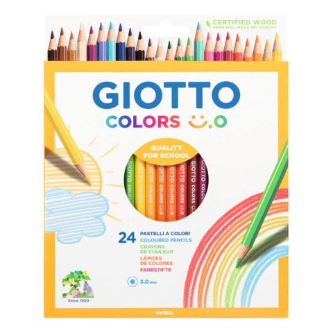 Matite colorate Giotto Colors Smile 3 mm in conf. da 24 colori assortiti – F278400