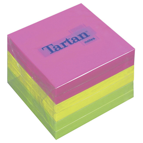 Foglietti riposizionabili Tartan™ Notes 76×76 mm colori assortiti neon – conf. 6 blocchetti da 100 ff – 654 N