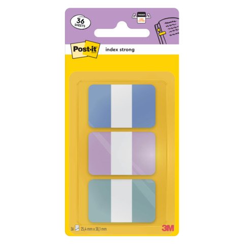 Segnapagina Post-it® Index Pastel Tabs 24×38 mm – blu, viola, verde – conf. 3/12 ff – 686-3 COAST