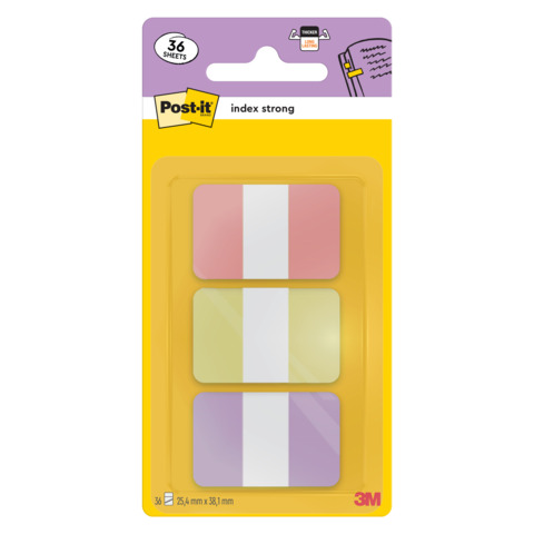 Segnapagina Post-it® Index Pastel Tabs 24×38 mm – rosa, giallo, viola – conf. 3/12 ff – 686-3 SUN