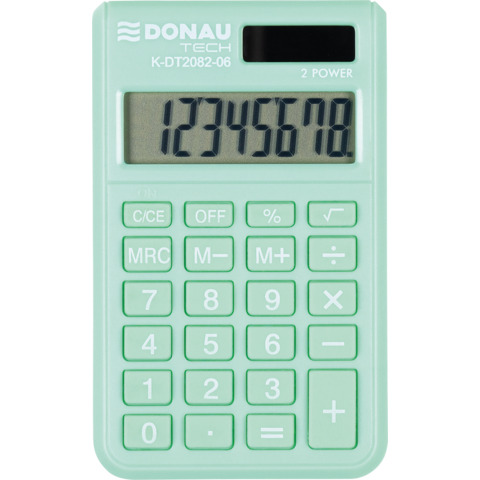 Calcolatrice tascabile Donau Tech con display a 8 cifre – 97x60x10 mm verde chiaro – K-DT2082-06