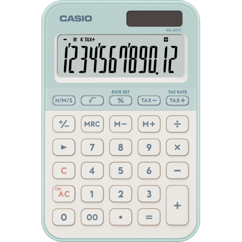 Calcolatrice da tavolo Casio solare o a batteria – display 12 cifre – verde MS-20YC-LG-W-EP