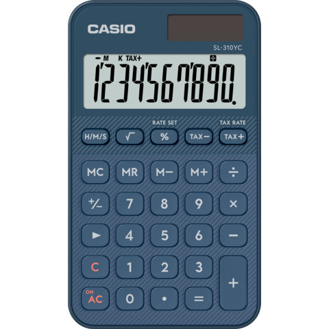Calcolatrice tascabile Casio solare o a batteria – display 10 cifre – blu SL-310YC-NY-W-EP