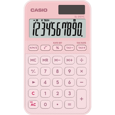 Calcolatrice tascabile Casio solare o batteria – display 10 cifre – rosa SL-310YC-LP-W-EP