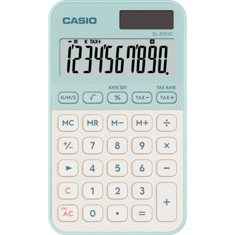 Calcolatrice tascabile Casio solare o batteria – display 10 cifre – verde SL-310YC-LG-W-EP