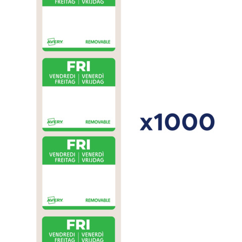 Etichette removibili per tracciabilità alimentare giornaliere Avery 25×25 mm – ven/verde conf. 1000 pz DLSFRIREV-1000