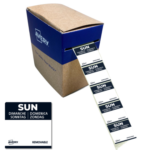 Etichette removibili per tracciabilità alimentare giornaliere Avery 25×25 mm – dom/nero conf. 1.000 pz DLSSUNREV-1000