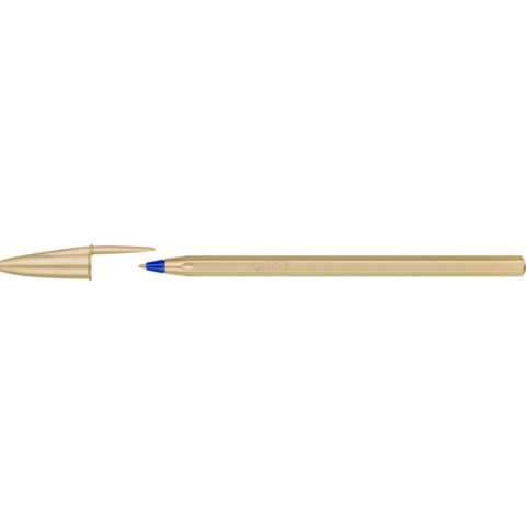 Penna a sfera con cappuccio BIC Cristal Glacé punta M 1 mm – inchiostro blu – colore fusto oro – 302522