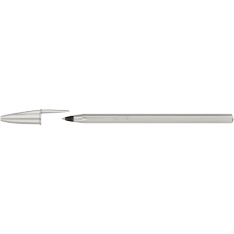 Penna a sfera con cappuccio BIC Cristal Glacé punta M 1 mm – inchiostro nero – colore fusto argento – 302533