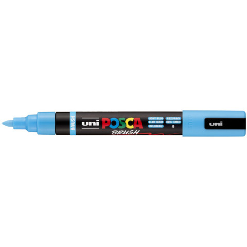 Marcatore a tempera Uni Posca con punta a pennello semi-flessibile 1-4 mm azzurro – M PC5BR AZ