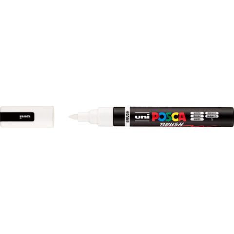 Marcatore a tempera Uni Posca con punta a pennello semi-flessibile 1-4 mm bianco M PC5BR BI