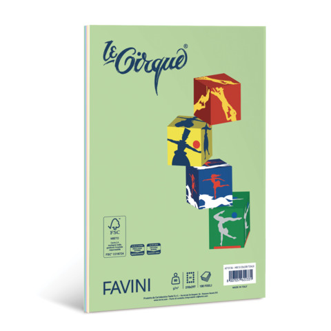 Carta colorata Favini Le Cirque Mix A4 80 g/m² risma da 100 fogli in 5 colori tenui assortiti – A71X134