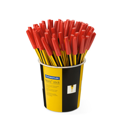 Penna a sfera Staedtler Noris Stick punta M 1 mm rosso – in barattolo da 50 pezzi – 434 02 KP5