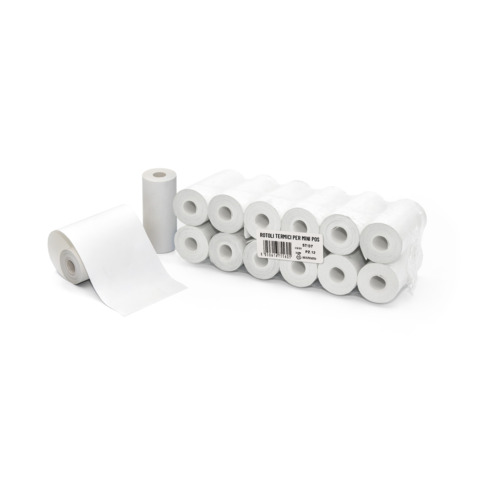 Rotoli termici per mini POS Rotolificio Pugliese BPA FREE 57 mm x 7 m senza anima – 48 g/m² – conf. 12 pz