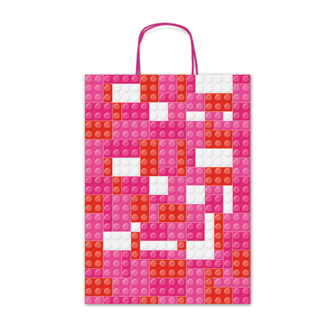 Borsa shopper Rex-Sadoch Allegra Mattoncini su kraft bianco – 26x12x36 cm rosa/rosso – conf. 25 pz – SDF26-276J