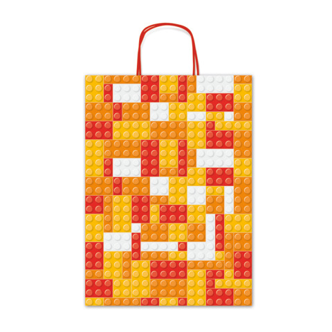 Borsa shopper Rex-Sadoch Allegra Mattoncini su kraft bianco – 26x12x36 cm rosso/arancio – conf. 25 pz – SDF26-274J
