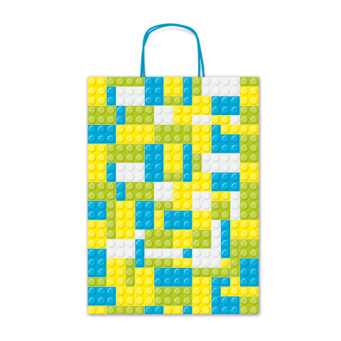 Borsa shopper Rex-Sadoch Allegra Mattoncini su kraft bianco – 36x12x41 cm azzurro/verde – conf. 25 pz – SDF36-275J